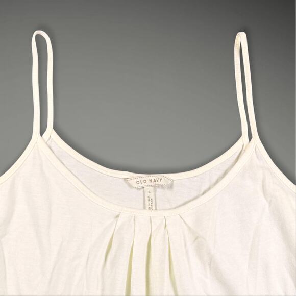 VTG 2008 Y2K Old Navy Basic Cami Tank Top Pleated Cream‎ Layer Beach Capsule S - Picture 3 of 10